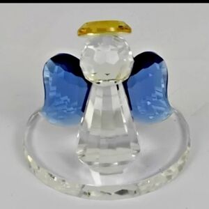 PartyLite Sparkle Lite Crystal Angel Tealight Holder P9773 Blue Wings Gold Halo